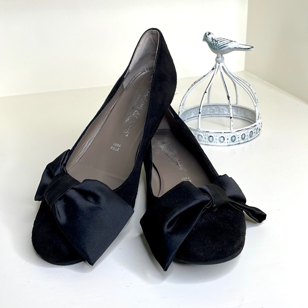 Lanciotti de Verzi Suede Satin Bow Flats Size 38 / US 7.5